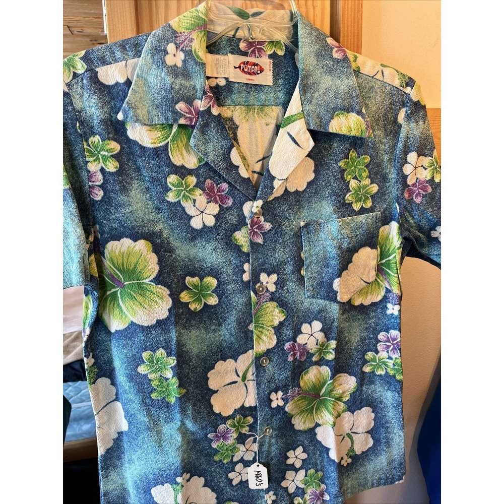 Other Pomare VTG Men’s Small Blue Floral Polyeste… - image 7