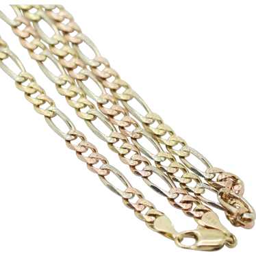 Unisex 14k Two-Tone Gold Figaro Chain Necklace in… - image 1