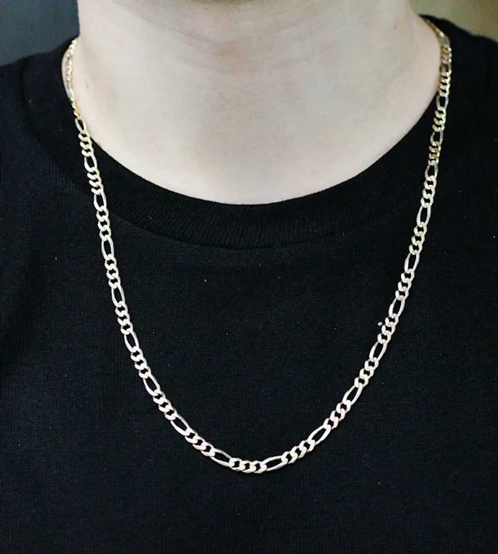 Unisex 14k Two-Tone Gold Figaro Chain Necklace in… - image 4