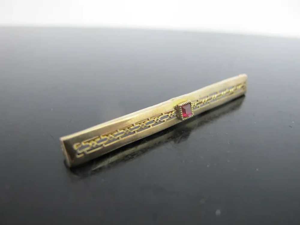 Dainty VICTORIAN 14k Rose Gold GARNET Brooch Bar … - image 2