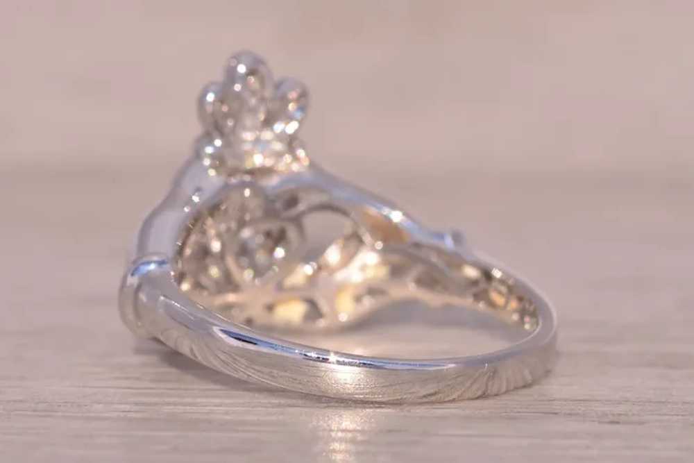 Natural Diamond Claddagh Ring in White Gold - image 3