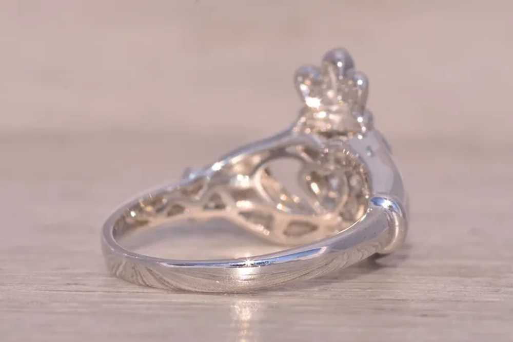 Natural Diamond Claddagh Ring in White Gold - image 4