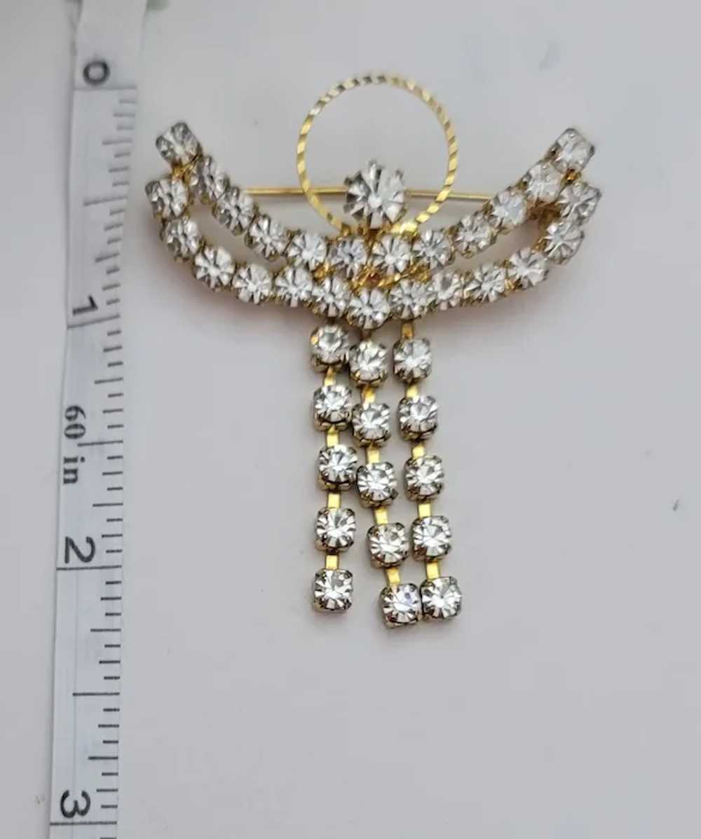 Gold Tone Articulated Clear Rhinestone Angel Broo… - image 8