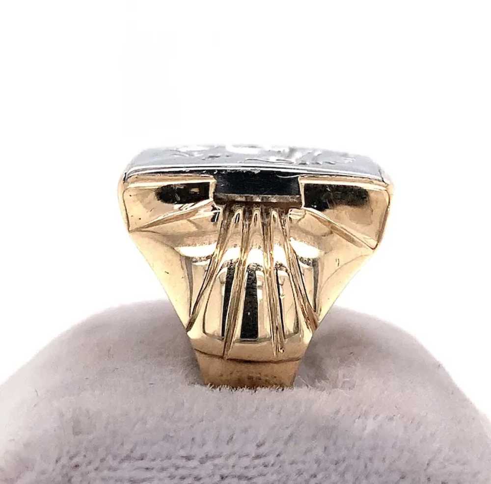 10K Yellow Gold and Silver Warrior Intaglio Men's… - image 2