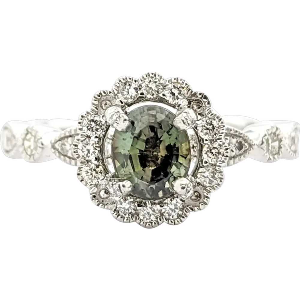 Romantic Natural Alexandrite & Diamond Halo Ring … - image 1