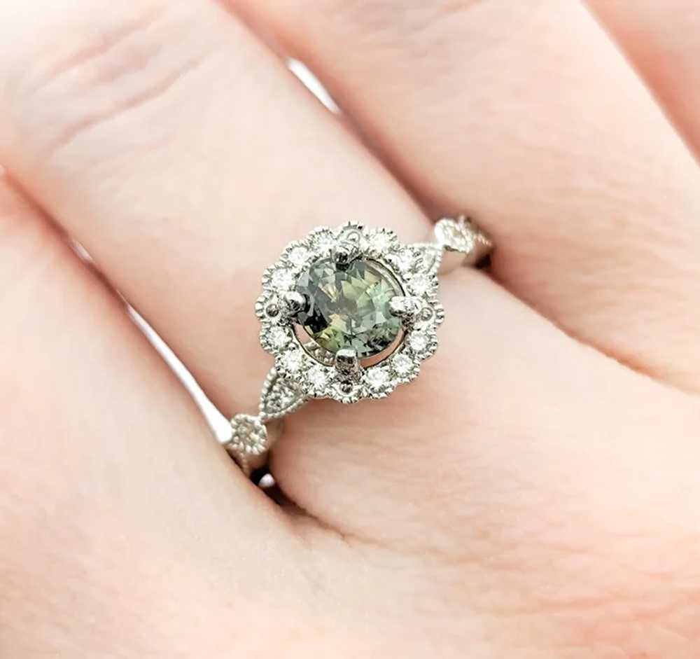 Romantic Natural Alexandrite & Diamond Halo Ring … - image 7