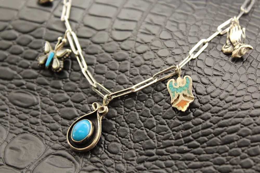 Vintage Native American Sterling Silver Turquoise… - image 2