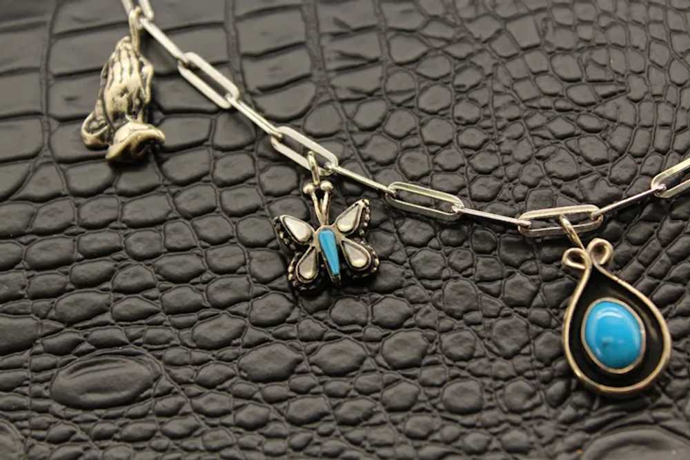 Vintage Native American Sterling Silver Turquoise… - image 3