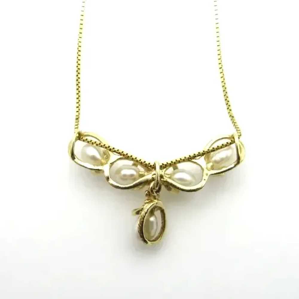 14K Yellow Gold and Pearls Necklace - image 8