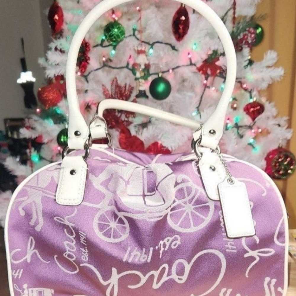 Coach purple horse and carriage purse - image 1