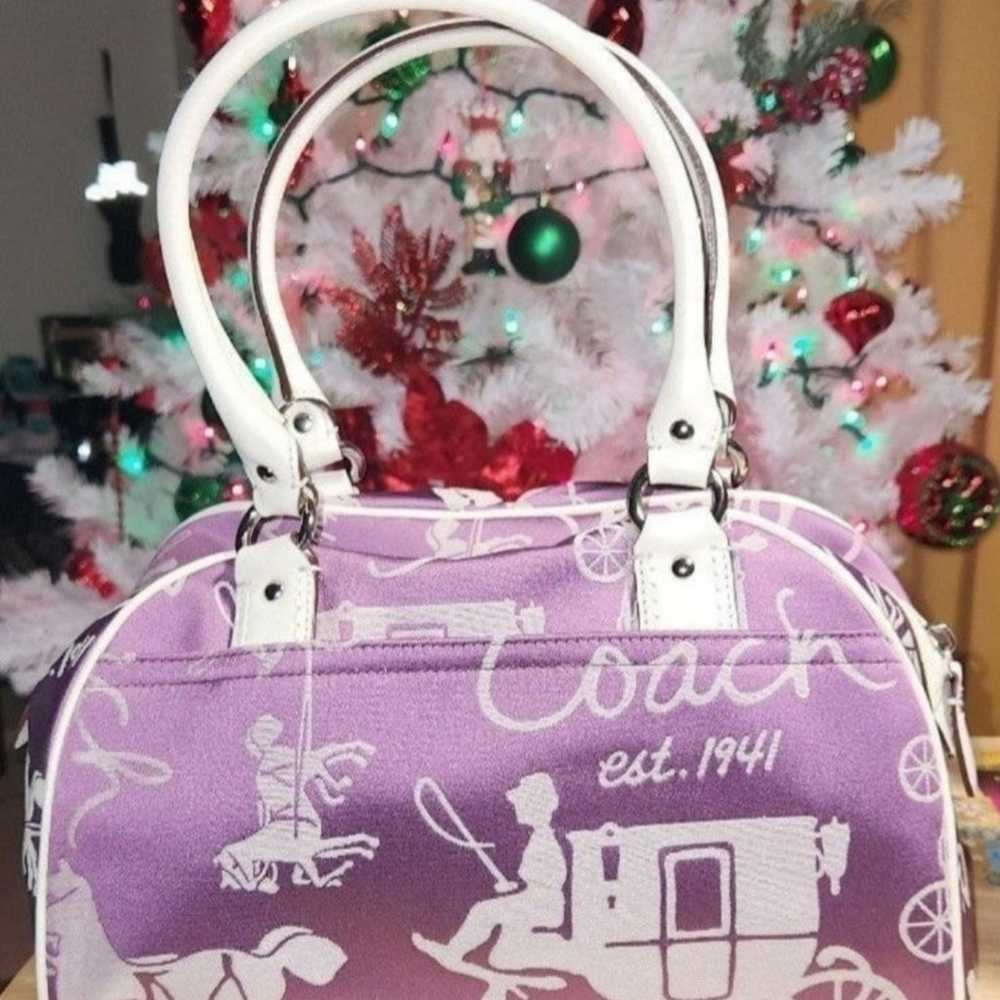 Coach purple horse and carriage purse - image 2