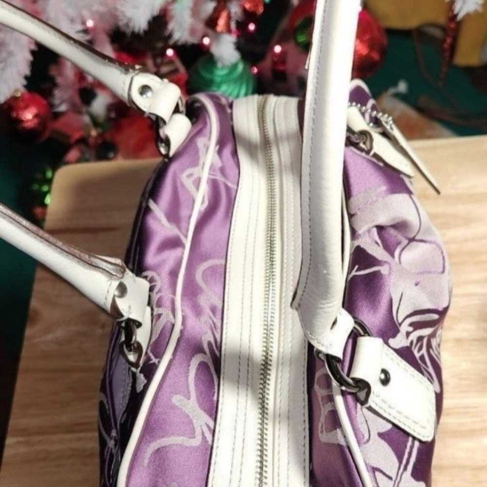 Coach purple horse and carriage purse - image 3