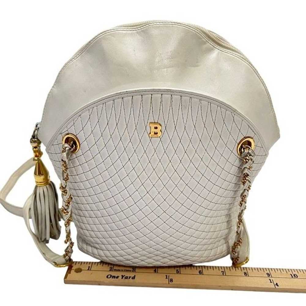 Bally* White Quilted Tassel Pulse Shoulder Bag Au… - image 6