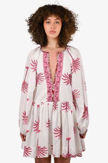 Alix of Bohemia Cream/Pink Cotton Printed Dress Si