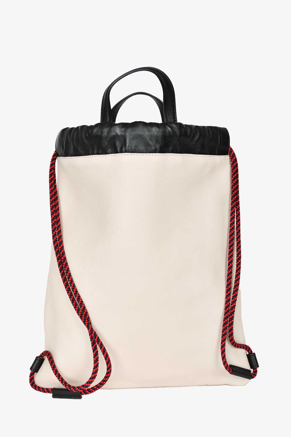 Gucci White Leather Logo Small Drawstring Backpack - image 2