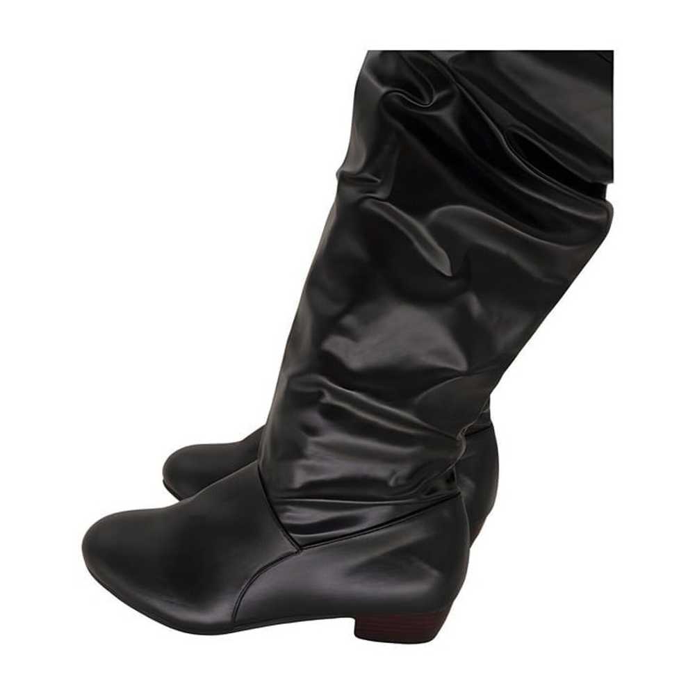 YASIRUN Black Slouchy Knee-High Boot Womens Shoes… - image 3
