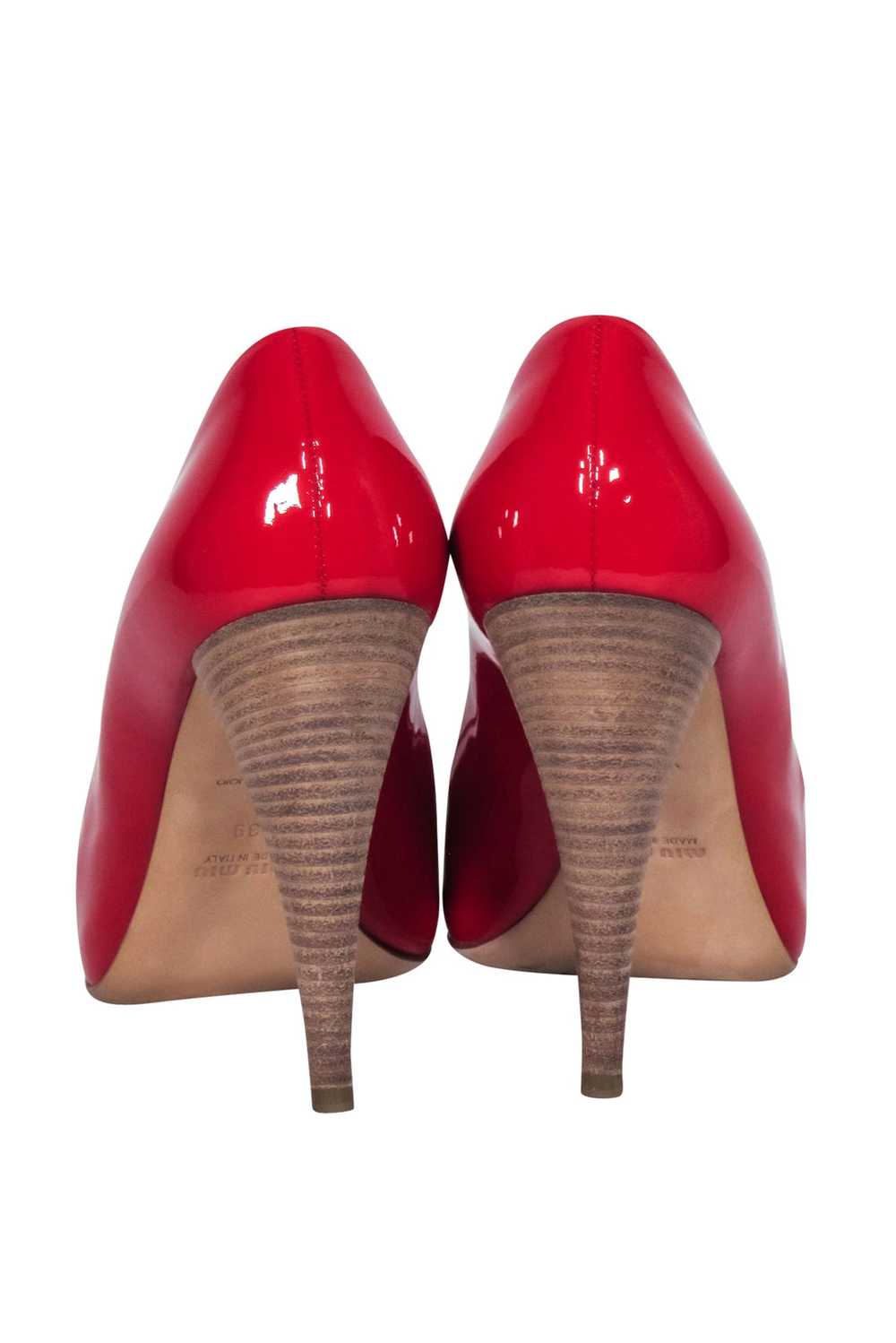 Miu Miu - Red Patent Leather Peep Toe Pumps Sz 9 - image 4