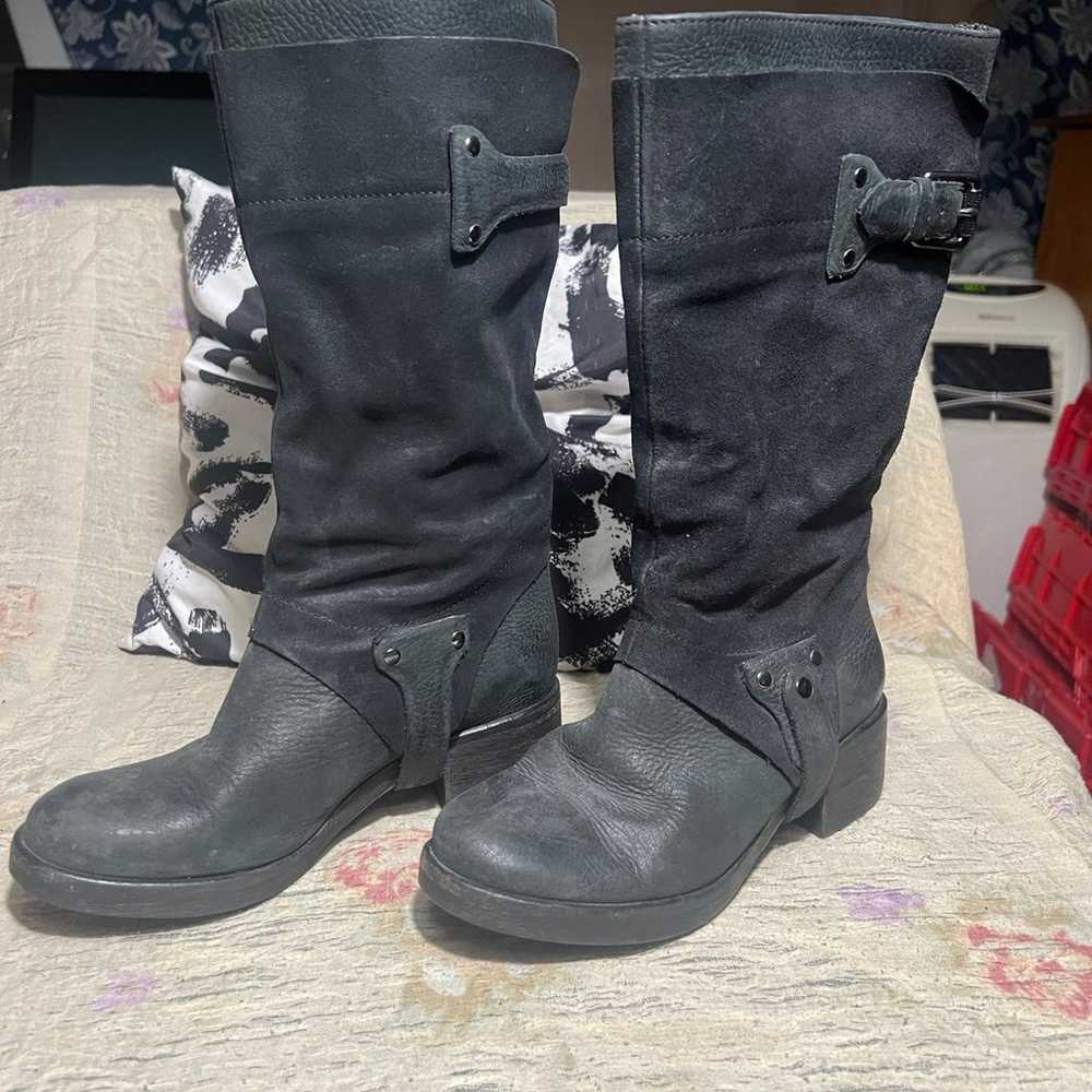 Vera Wang harness moto boots black leather size 5… - image 10