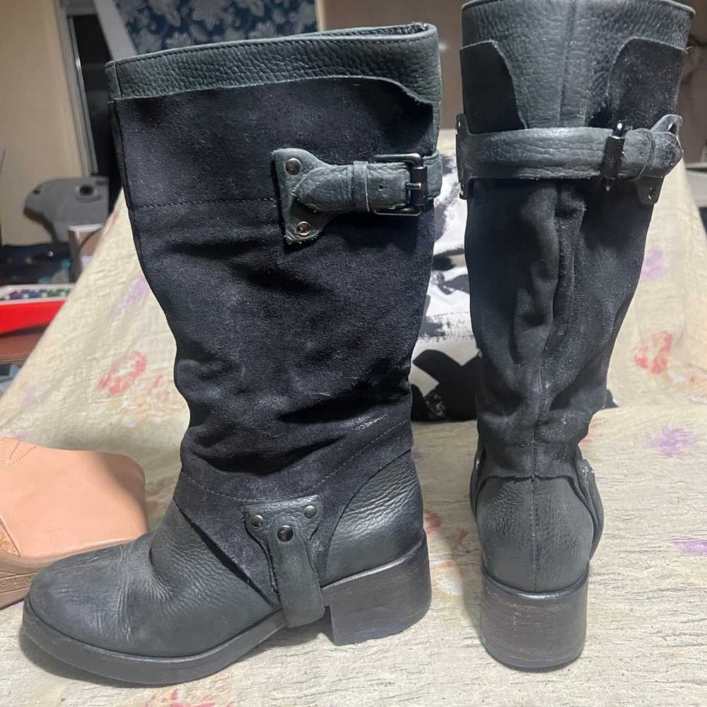 Vera Wang harness moto boots black leather size 5… - image 1