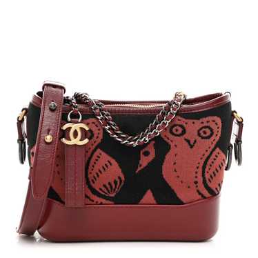 CHANEL Knit Calfskin Small Gabrielle Hobo Red