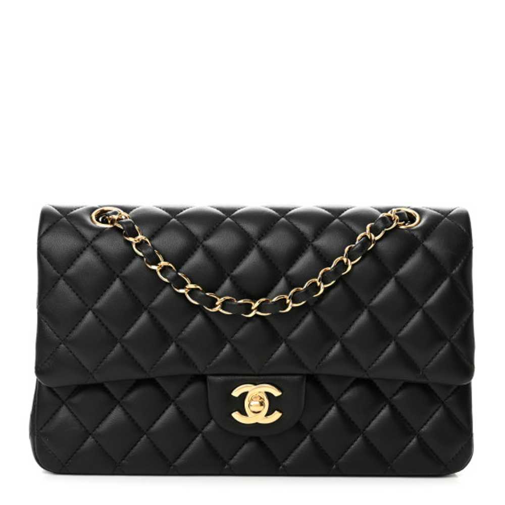 CHANEL Lambskin Quilted Medium Double Flap Black - image 1