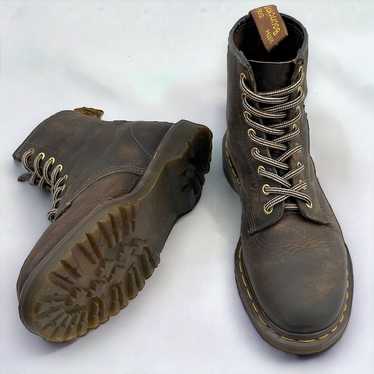 Vtg UK8 90s MIE Dr. Martens 1460 Greasy Waxy Brow… - image 1