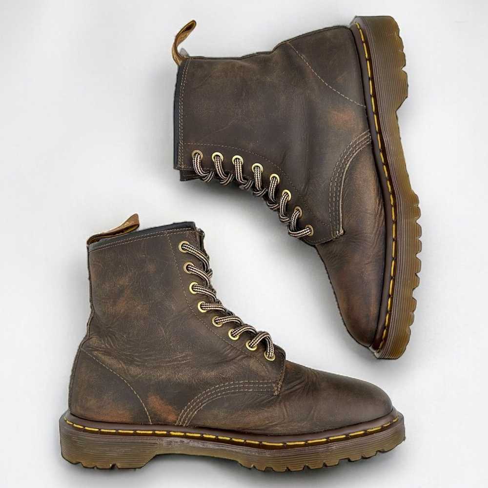 Vtg UK8 90s MIE Dr. Martens 1460 Greasy Waxy Brow… - image 2
