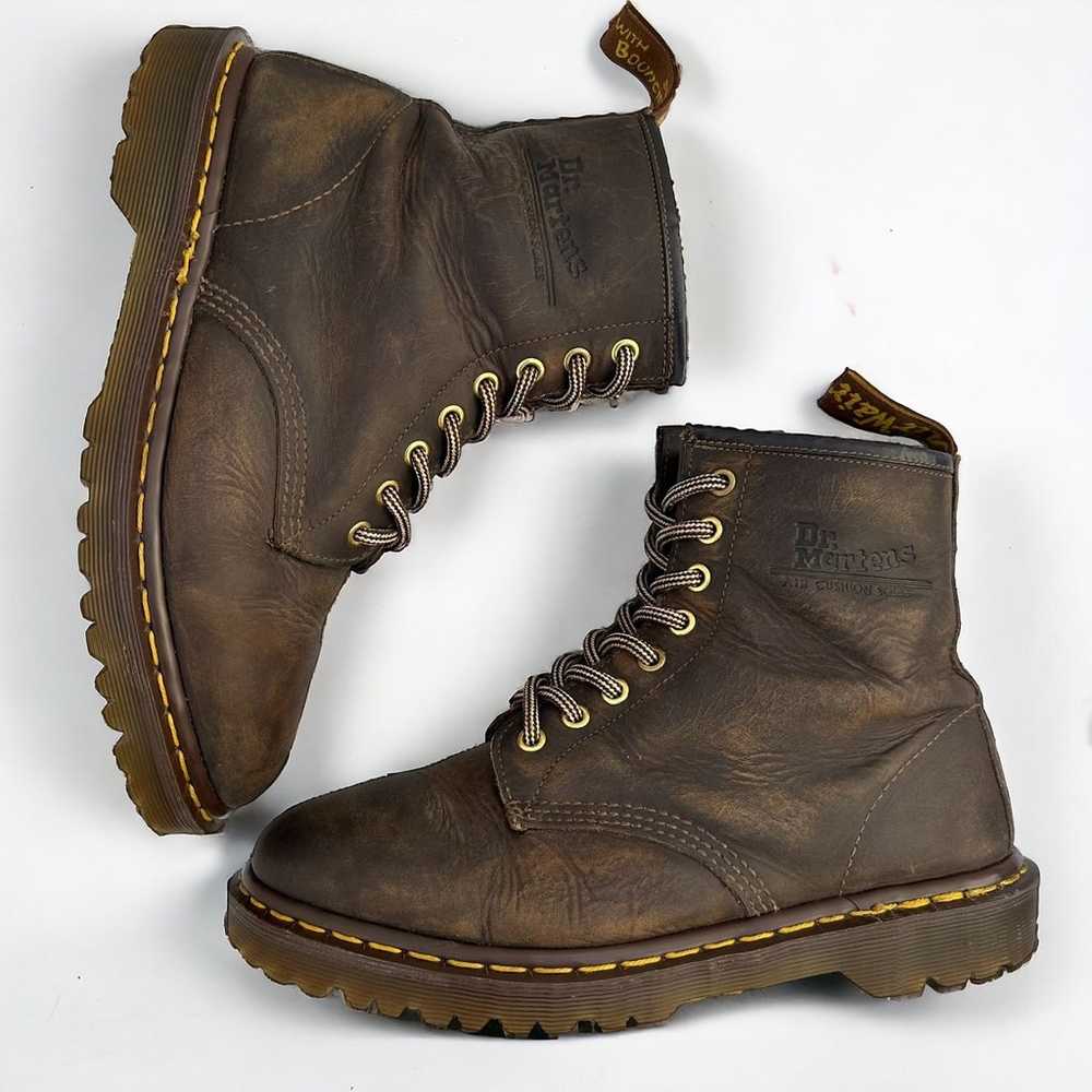 Vtg UK8 90s MIE Dr. Martens 1460 Greasy Waxy Brow… - image 3