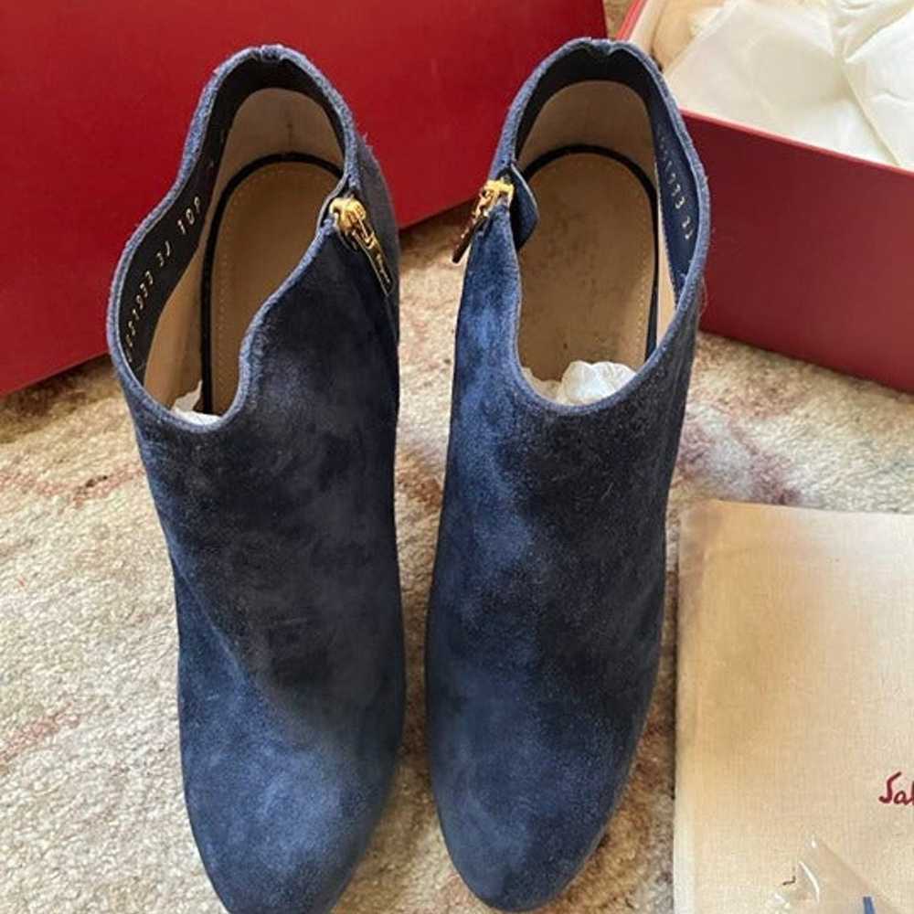 Salvatore Ferragamo Blue Suede Booties - WORN ONC… - image 2