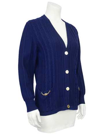 Celine Navy Cable Knit Cardigan