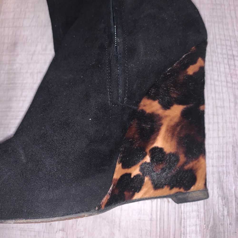 Giuseppe Zanotti Black Suede Boots Leopard Print … - image 4