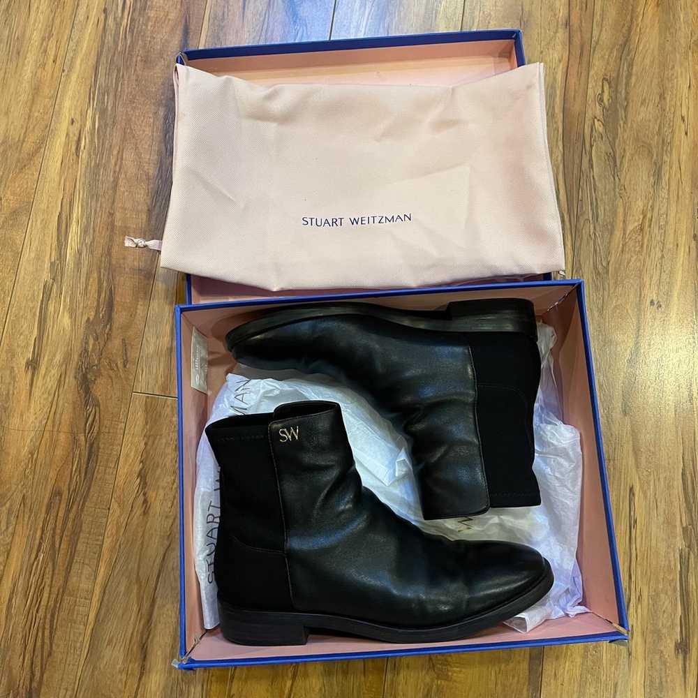 Stuart Weitzman Black Leather Kye City Booties Si… - image 2