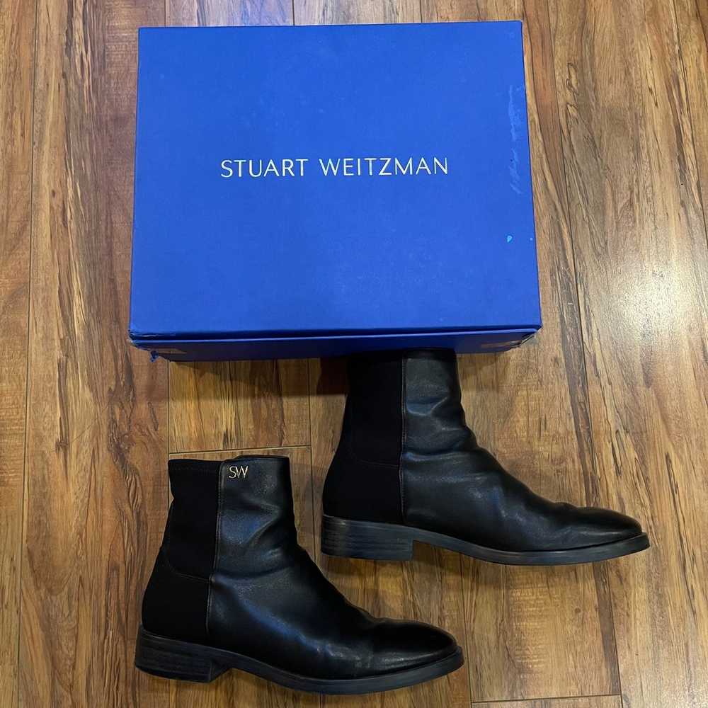 Stuart Weitzman Black Leather Kye City Booties Si… - image 9