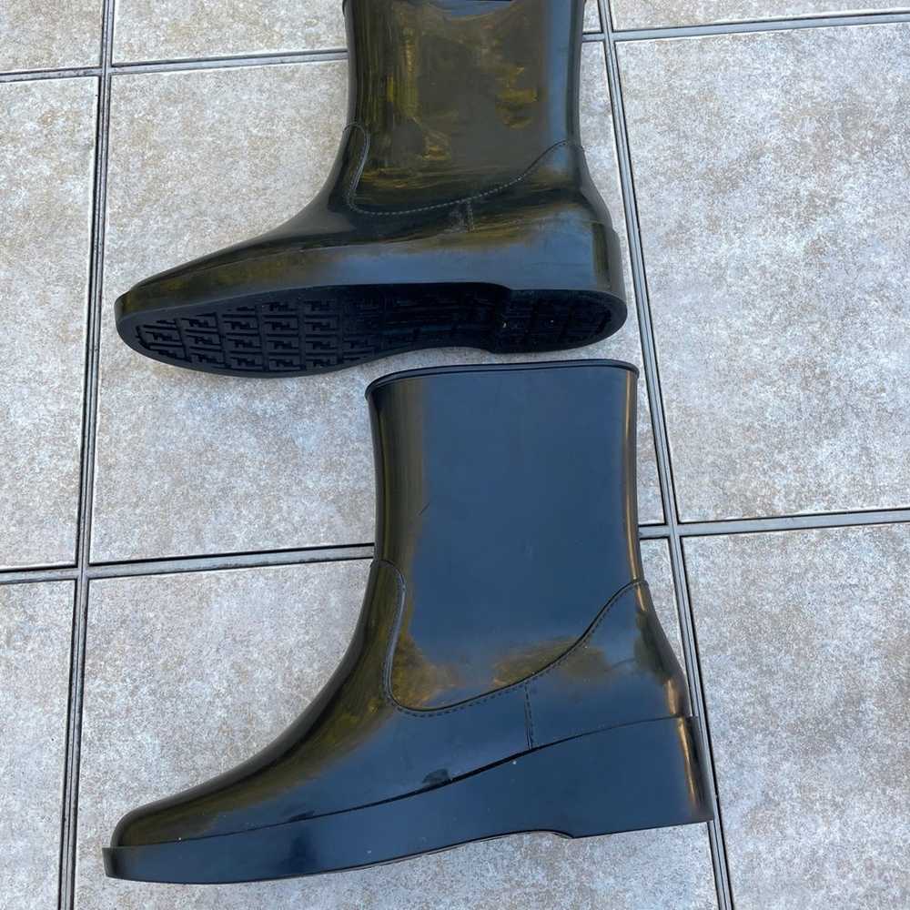 Black Fendi Rubber Rain Boots - image 7