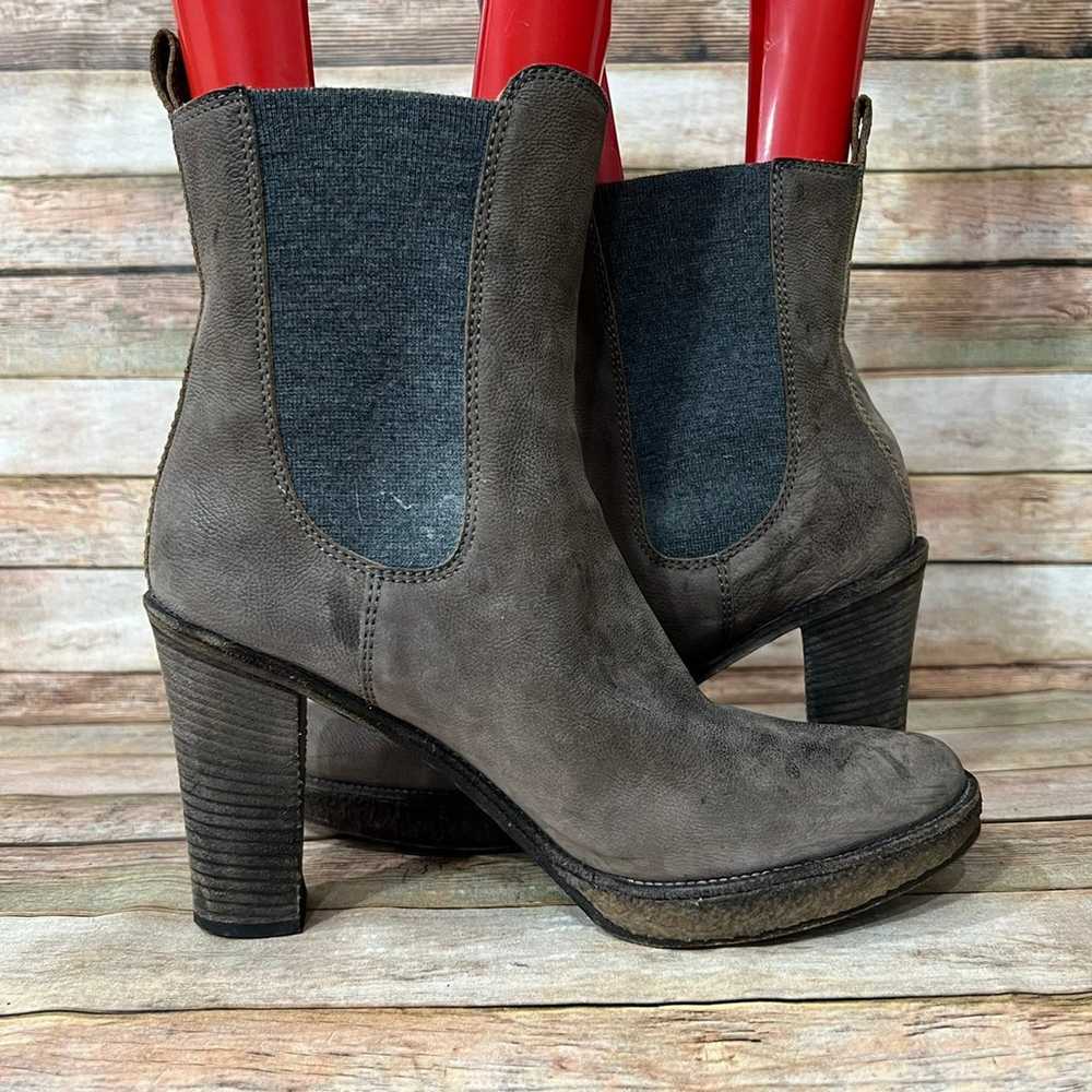 Brunello Cucinelli Grey Grianed Leather Boots - image 2