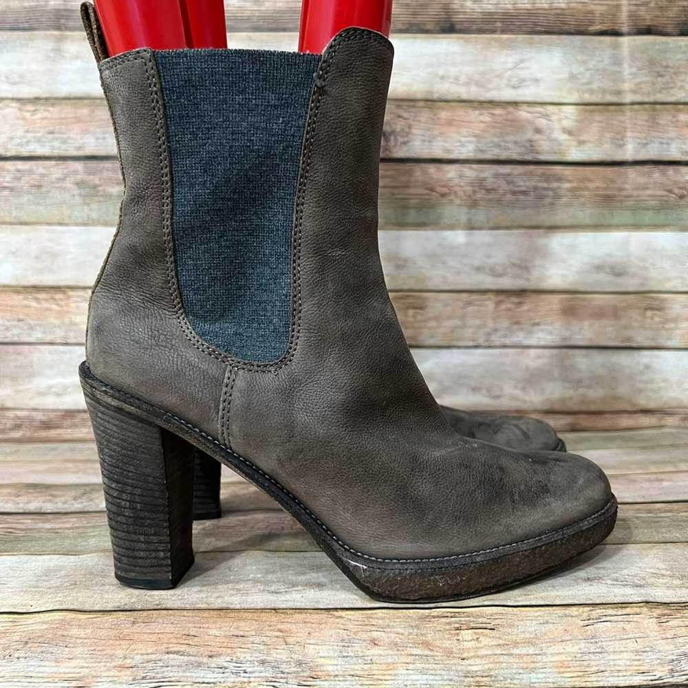 Brunello Cucinelli Grey Grianed Leather Boots - image 3