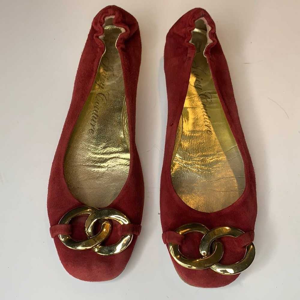 Juicy Couture red suede chain ballet flats 7.5 - image 1