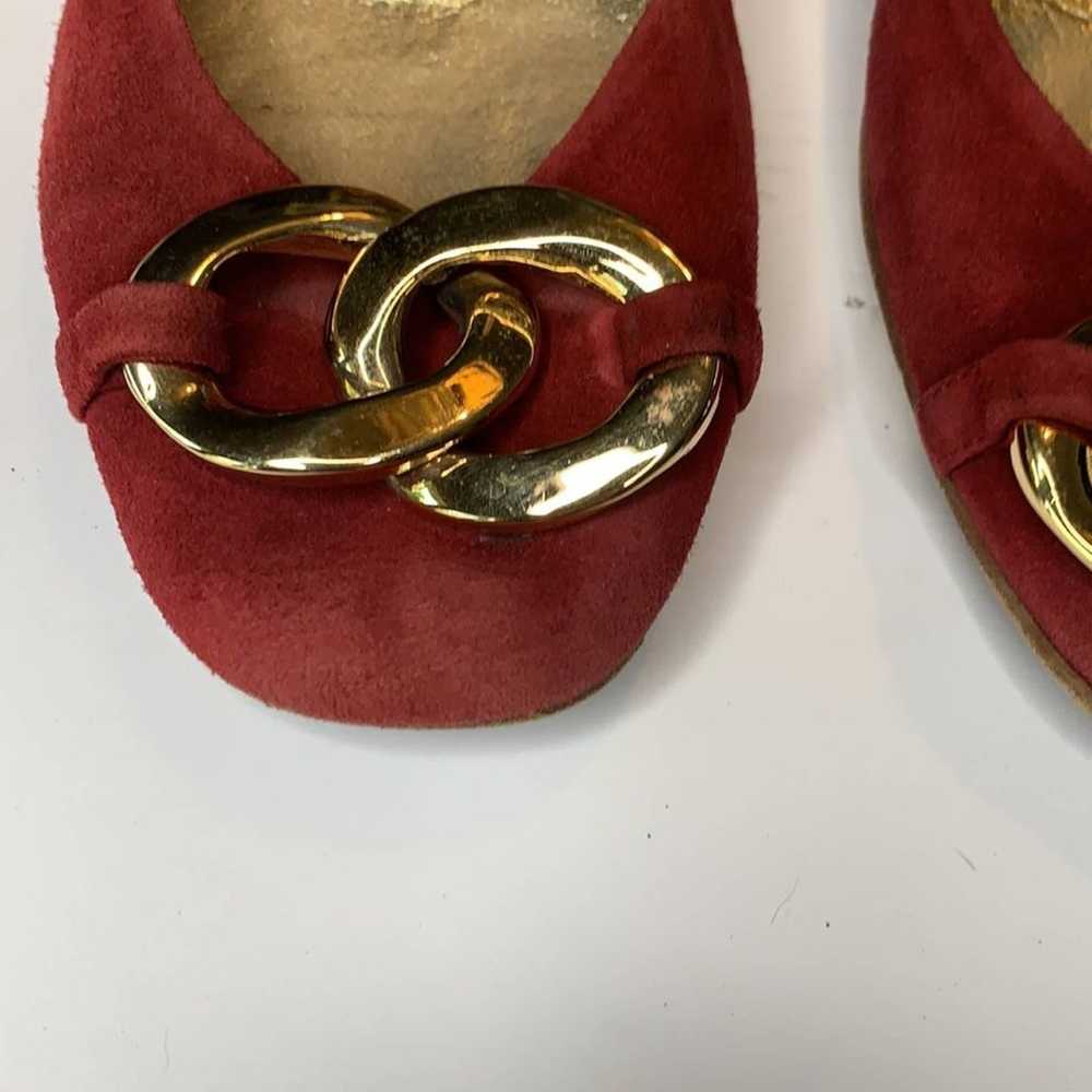 Juicy Couture red suede chain ballet flats 7.5 - image 2