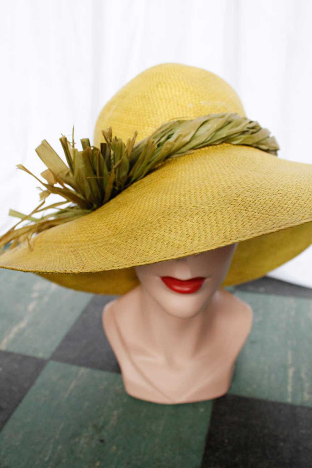 1970s IMagnin Straw Chartreuse Summer Hat - image 11