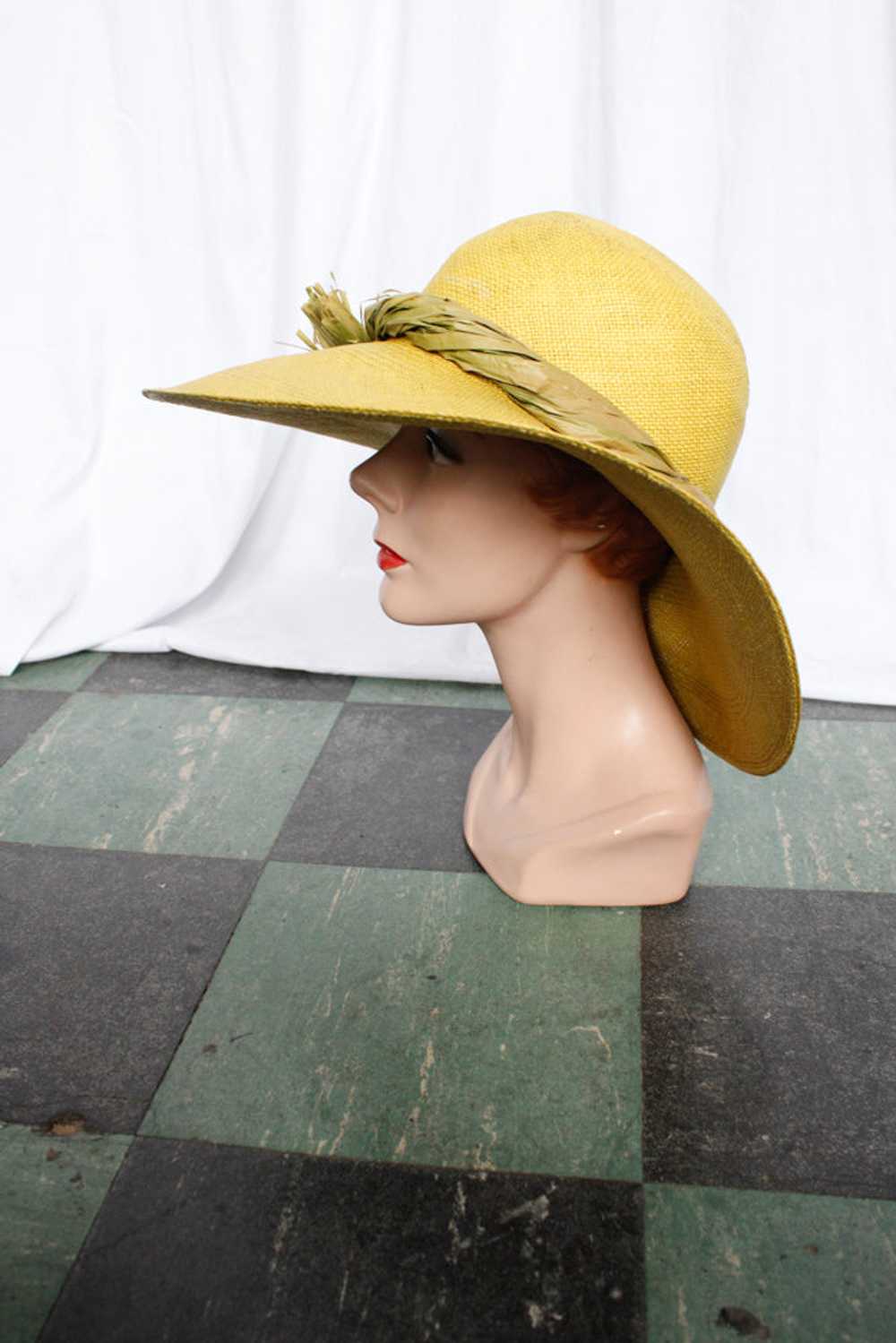 1970s IMagnin Straw Chartreuse Summer Hat - image 5