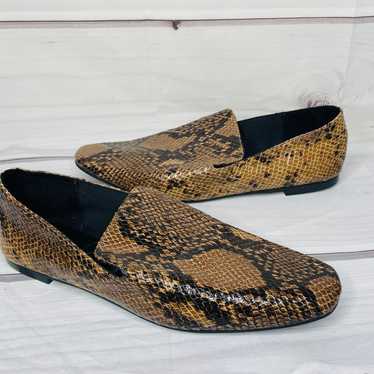Zara Snakeskin Leather Loafer Flats Size 39 - image 1