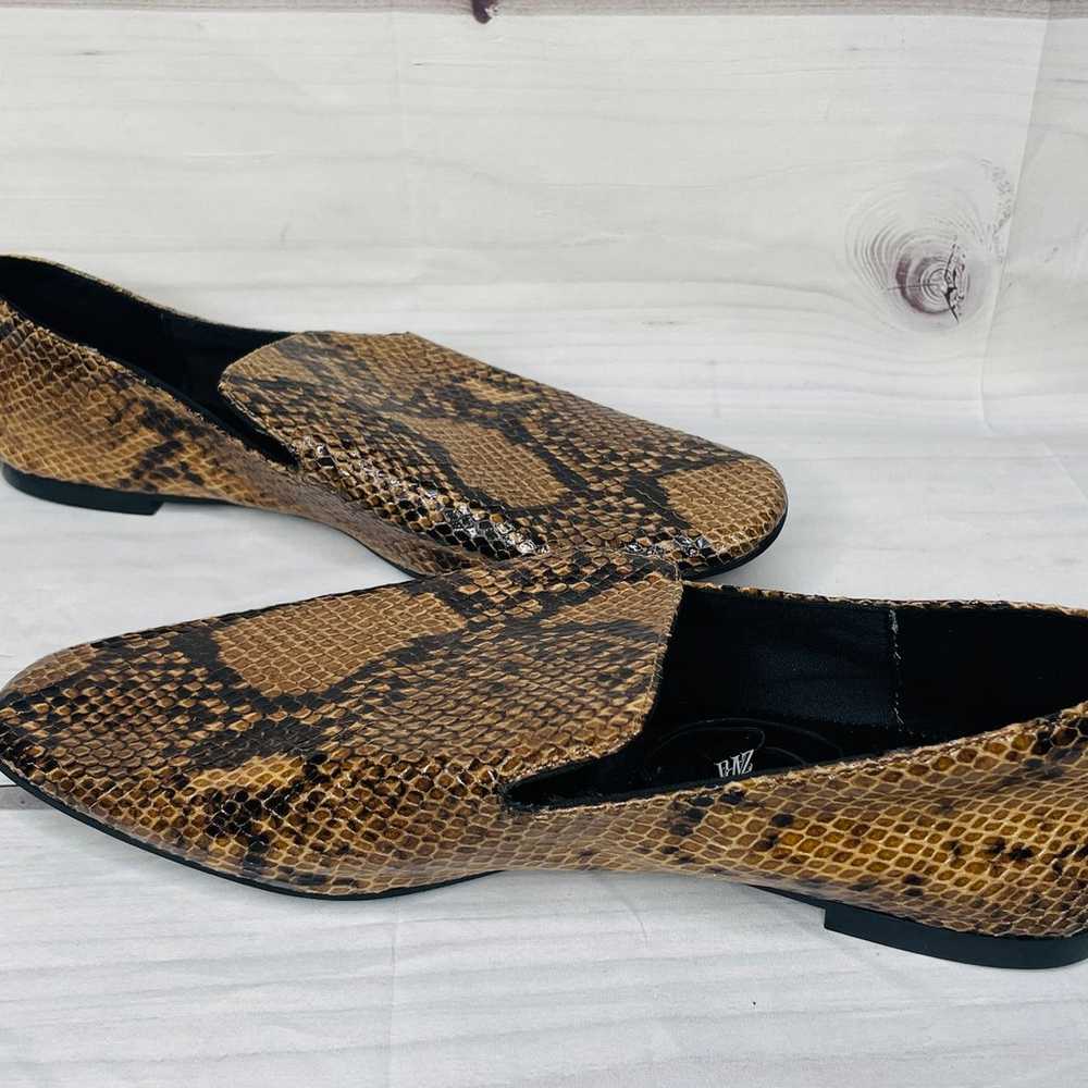 Zara Snakeskin Leather Loafer Flats Size 39 - image 2