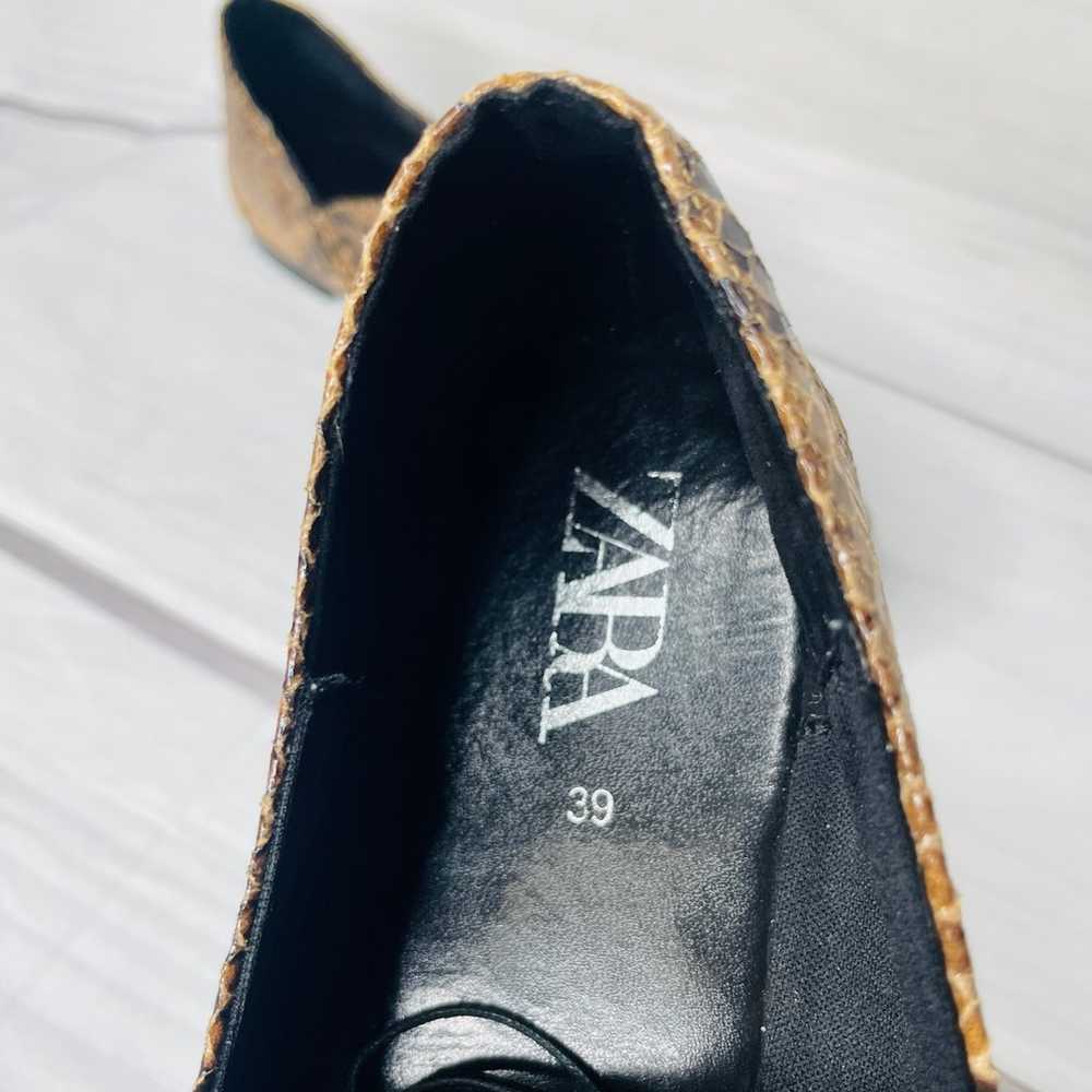 Zara Snakeskin Leather Loafer Flats Size 39 - image 3