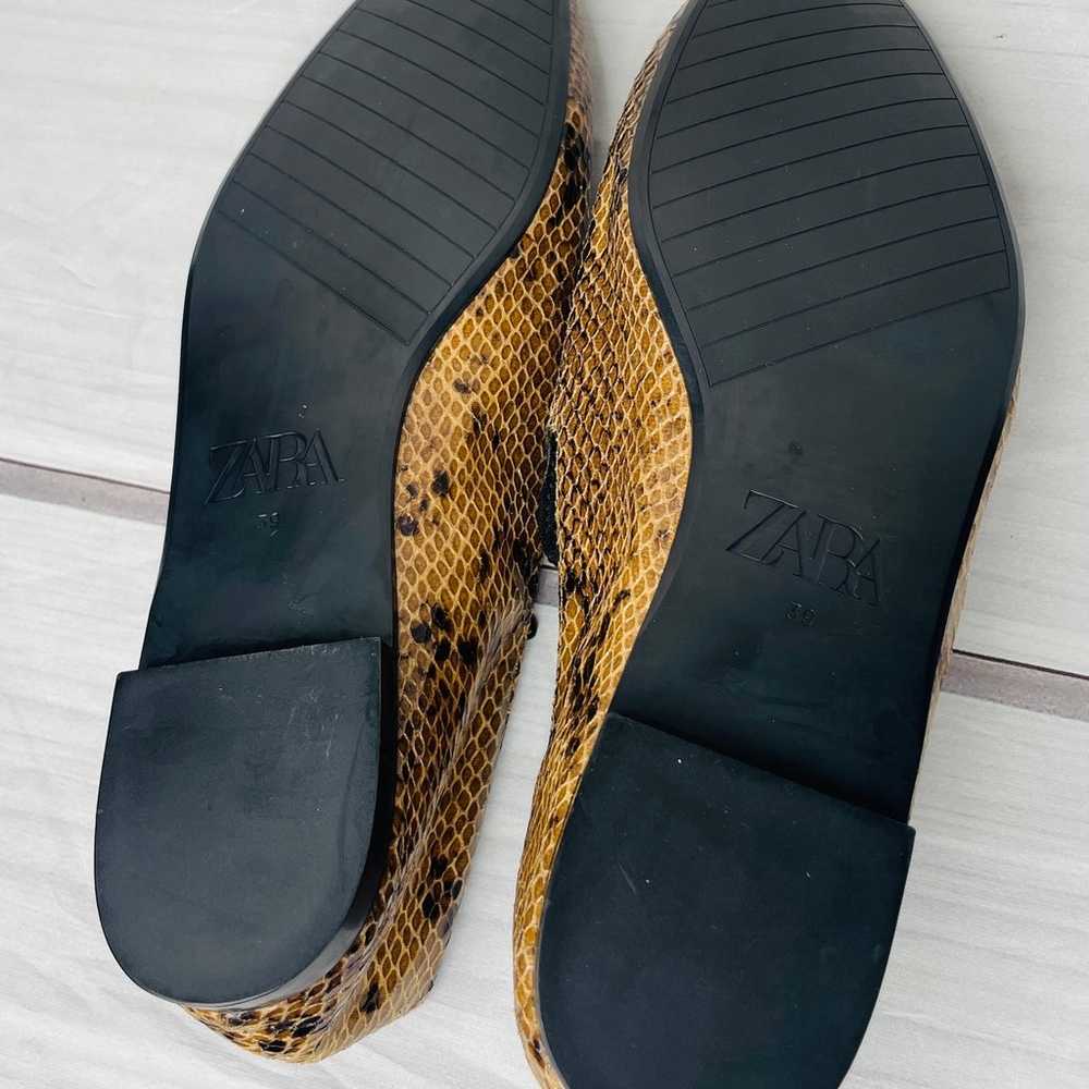 Zara Snakeskin Leather Loafer Flats Size 39 - image 7