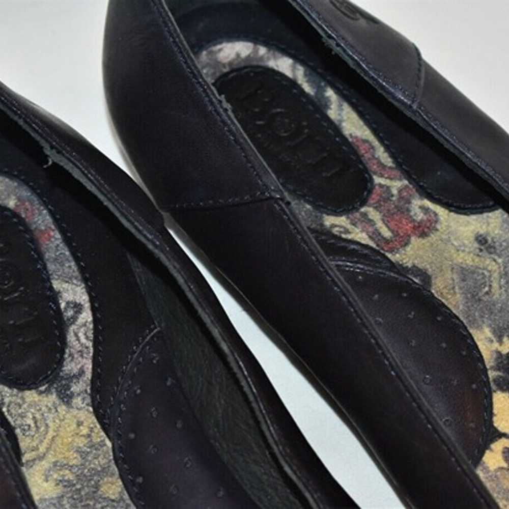 BORN Black Leather Ballet FLATS ruffle buckle 8 M… - image 3