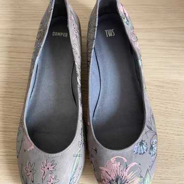 Camper Twins Grey Floral Ballet Flats