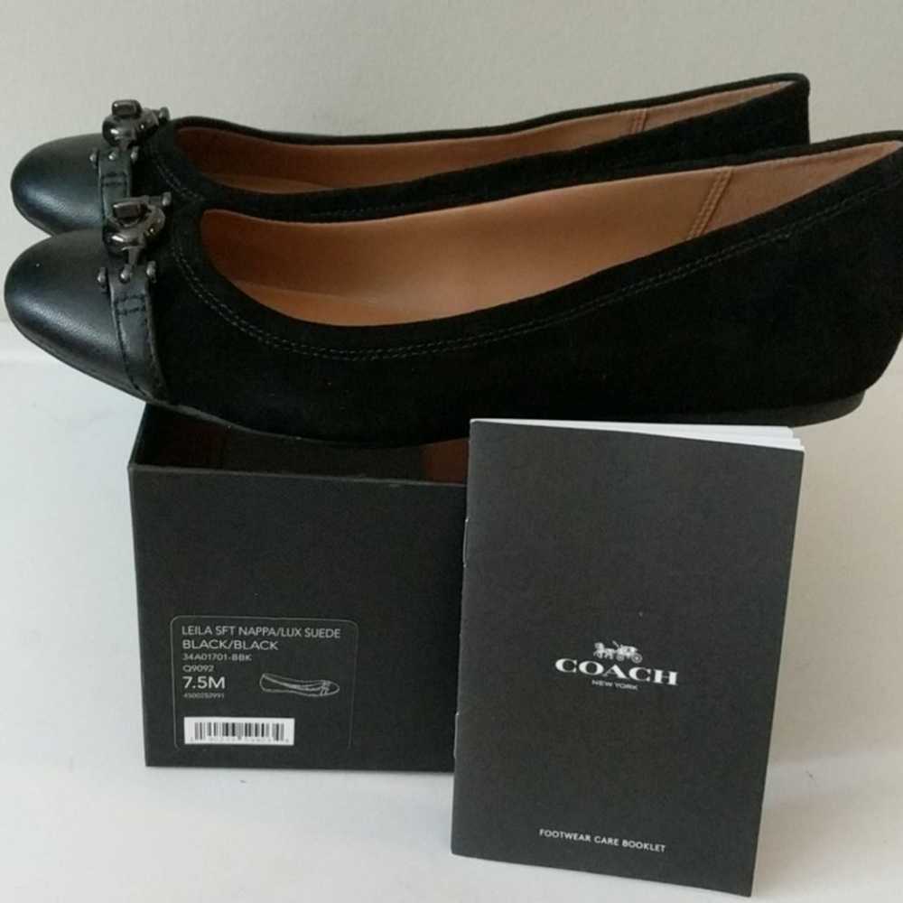 Coach black flats suede and leather, new - image 2