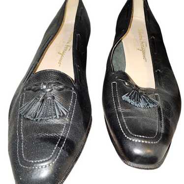 Salvatore Ferragamo Black Leather Tassel Loafers … - image 1