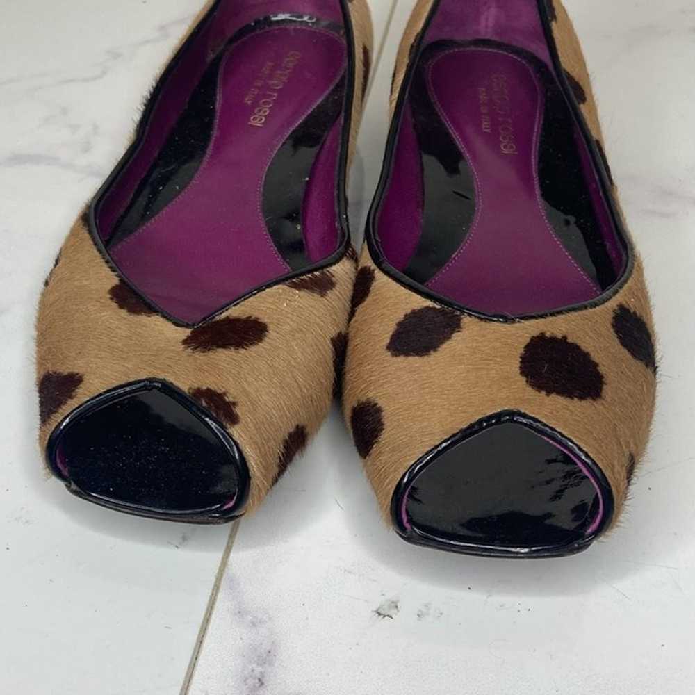 SERGIO ROSSI Tan & Brown Giraffe Print Calf Hair … - image 3