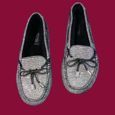 Michael Kors sutton moc bow moccasins blk/silver 6